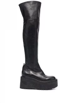 Premiata Kniehohe Stiefel FOULARD NERO