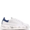 ( Neue Saison ) Premiata WHITE/BLUE Sneakers Mit Bedruckter Sohle Damen