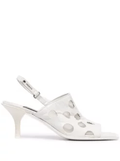 ( Neue Saison ) Premiata Geometrische Slingback-Sandalen GLOSS BIANCO NET NUDO