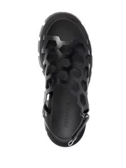 ( Neue Saison ) Premiata LISCIO NERO FUS NERO Sandalen Mit Laser-Cuts Damen -Deutschland Premiata Verkaufs-Shop 18075776 38613660 600