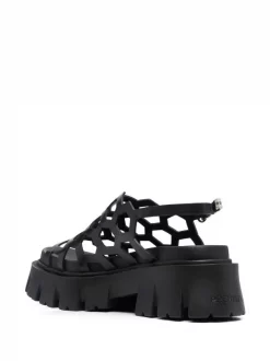 ( Neue Saison ) Premiata LISCIO NERO FUS NERO Sandalen Mit Laser-Cuts Damen -Deutschland Premiata Verkaufs-Shop 18075776 38614691 600