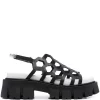 ( Neue Saison ) Premiata LISCIO NERO FUS BIANCO Pantoletten Mit Cut-Out Damen