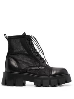 ( Neue Saison ) Premiata BLACK Stiefeletten Mit Dicker Sohle Damen